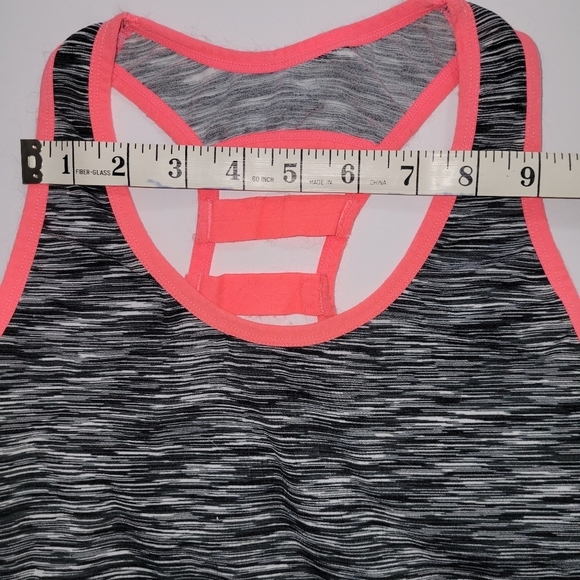 Feathers Maternity heather grey & neon pink ladder racerback tank top - Picture 5 of 6